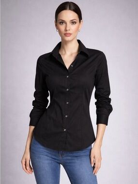 Theory Clarissa Button Dress Shirt size small black